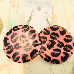 Large Pink Animal Print Earrings